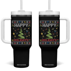 Happy Holidays For All Christmas Hanukkah Kwanzaa Gift Tumbler With Handle TS12 One Size: 40 oz Black Print Your Wear