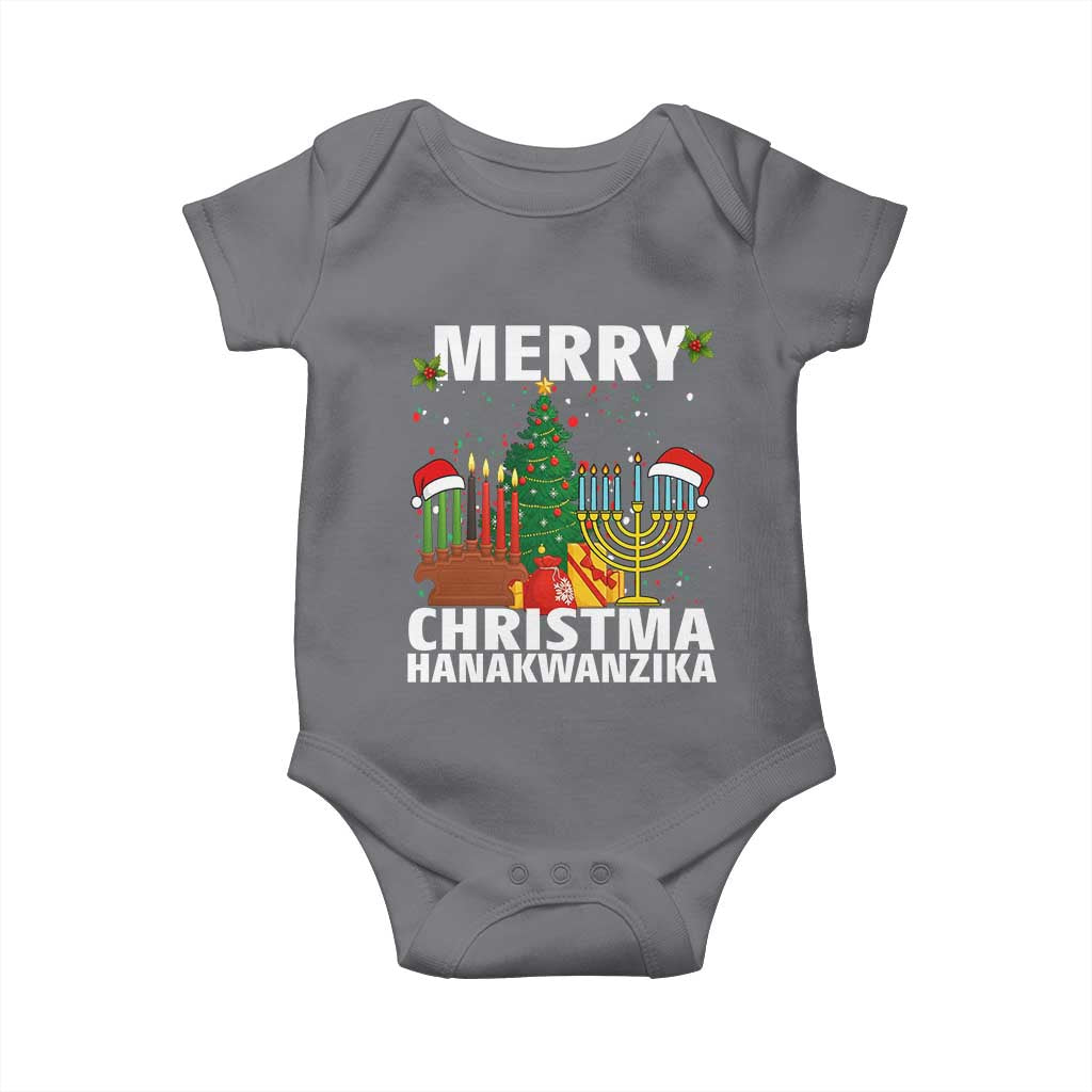 Merry Christmahanakwanzika Baby Onesie Christmas Hanukkah Kwanzaa Celebration Gift TS12 Charcoal Print Your Wear