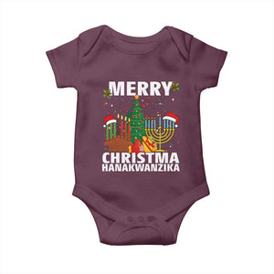Merry Christmahanakwanzika Baby Onesie Christmas Hanukkah Kwanzaa Celebration Gift TS12 Maroon Print Your Wear
