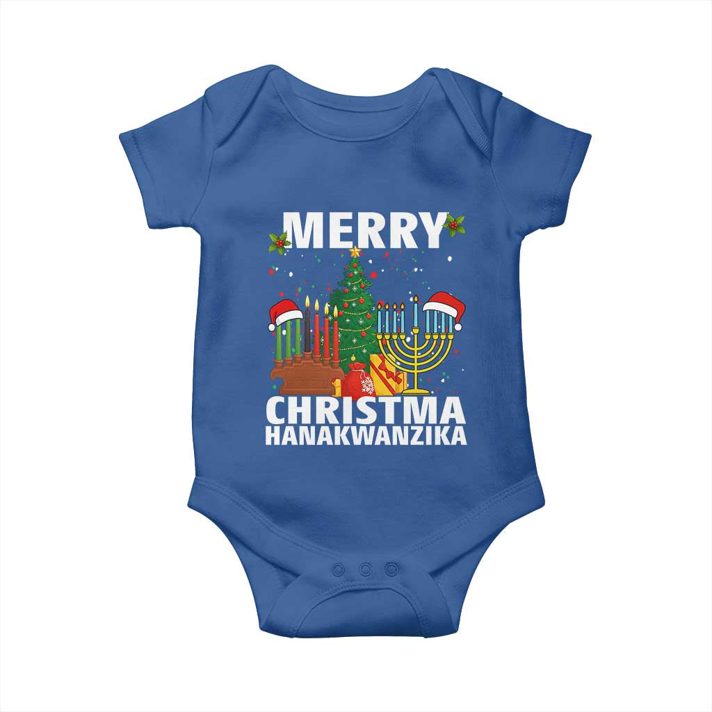 Merry Christmahanakwanzika Baby Onesie Christmas Hanukkah Kwanzaa Celebration Gift TS12 Royal Blue Print Your Wear