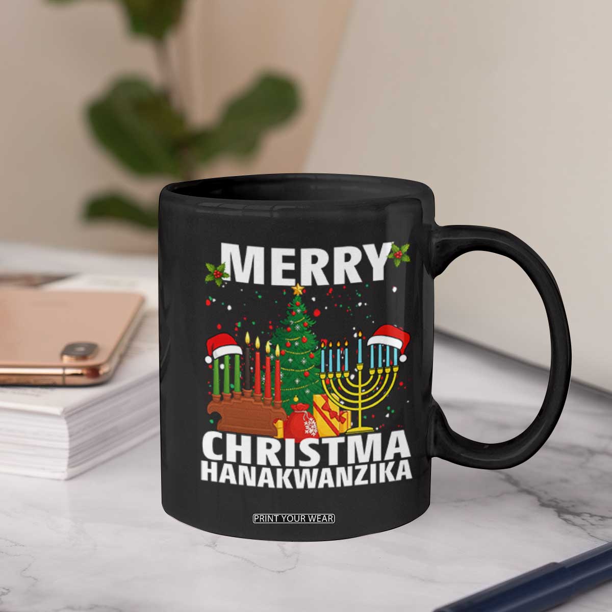 Merry Christmahanakwanzika Coffee Mug Christmas Hanukkah Kwanzaa Celebration Gift TS12 Print Your Wear