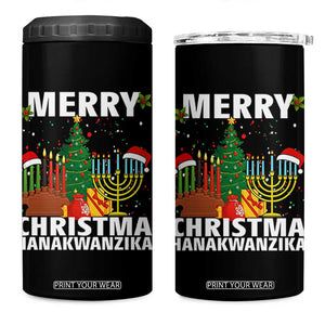 Merry Christmahanakwanzika 4 in 1 Can Cooler Tumbler Christmas Hanukkah Kwanzaa Celebration Gift TS12 One Size: 16 oz Black Print Your Wear
