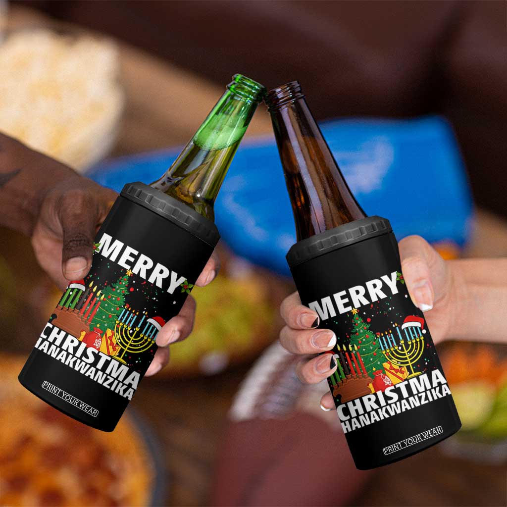 Merry Christmahanakwanzika 4 in 1 Can Cooler Tumbler Christmas Hanukkah Kwanzaa Celebration Gift TS12 Print Your Wear