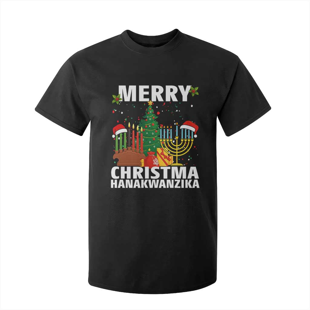 Merry Christmahanakwanzika T Shirt For Kid Christmas Hanukkah Kwanzaa Celebration Gift TS12 Black Print Your Wear