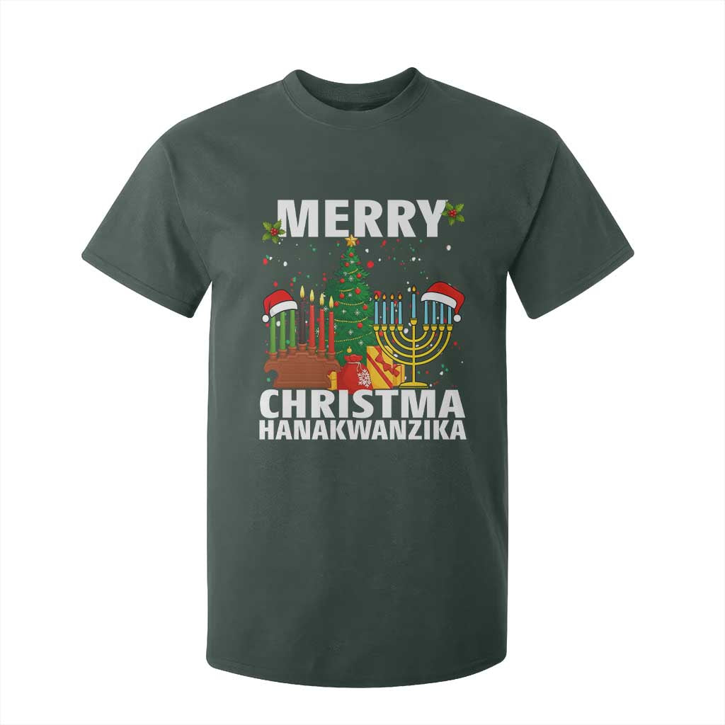 Merry Christmahanakwanzika T Shirt For Kid Christmas Hanukkah Kwanzaa Celebration Gift TS12 Dark Forest Green Print Your Wear