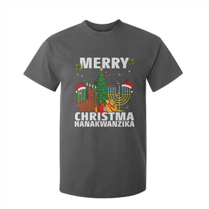 Merry Christmahanakwanzika T Shirt For Kid Christmas Hanukkah Kwanzaa Celebration Gift TS12 Dark Heather Print Your Wear