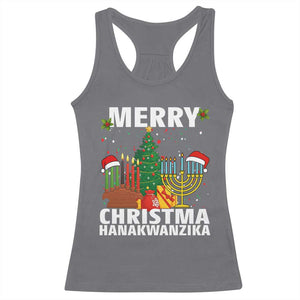 Merry Christmahanakwanzika Racerback Tank Top Christmas Hanukkah Kwanzaa Celebration Gift TS12 Charcoal Print Your Wear