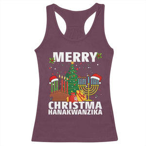 Merry Christmahanakwanzika Racerback Tank Top Christmas Hanukkah Kwanzaa Celebration Gift TS12 Maroon Print Your Wear