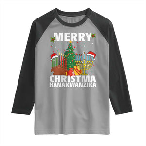 Merry Christmahanakwanzika Raglan Shirt Christmas Hanukkah Kwanzaa Celebration Gift TS12 Sport Gray Black Print Your Wear