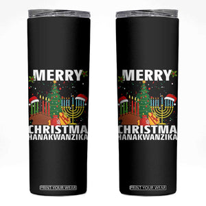Merry Christmahanakwanzika Skinny Tumbler Christmas Hanukkah Kwanzaa Celebration Gift TS12 Black Print Your Wear