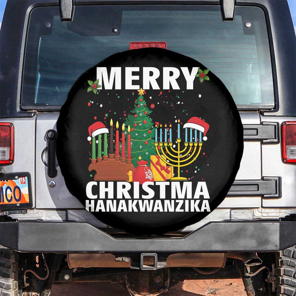 Merry Christmahanakwanzika Spare Tire Cover Christmas Hanukkah Kwanzaa Celebration Gift TS12 No hole Black Print Your Wear