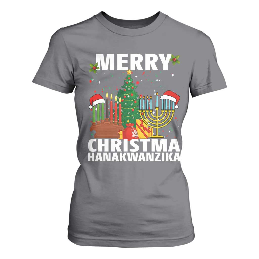 Merry Christmahanakwanzika T Shirt For Women Christmas Hanukkah Kwanzaa Celebration Gift TS12 Charcoal Print Your Wear