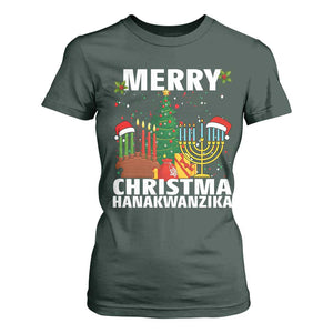 Merry Christmahanakwanzika T Shirt For Women Christmas Hanukkah Kwanzaa Celebration Gift TS12 Dark Forest Green Print Your Wear