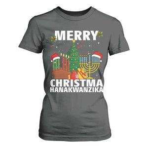 Merry Christmahanakwanzika T Shirt For Women Christmas Hanukkah Kwanzaa Celebration Gift TS12 Dark Heather Print Your Wear