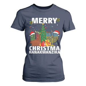 Merry Christmahanakwanzika T Shirt For Women Christmas Hanukkah Kwanzaa Celebration Gift TS12 Navy Print Your Wear