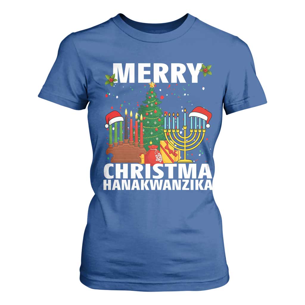 Merry Christmahanakwanzika T Shirt For Women Christmas Hanukkah Kwanzaa Celebration Gift TS12 Royal Blue Print Your Wear