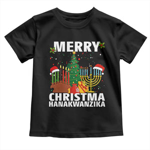 Merry Christmahanakwanzika Toddler T Shirt Christmas Hanukkah Kwanzaa Celebration Gift TS12 Black Print Your Wear