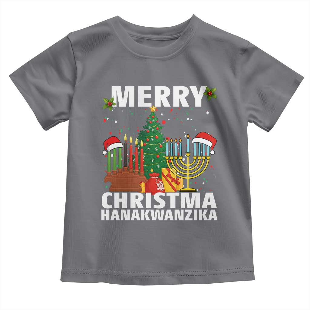 Merry Christmahanakwanzika Toddler T Shirt Christmas Hanukkah Kwanzaa Celebration Gift TS12 Charcoal Print Your Wear