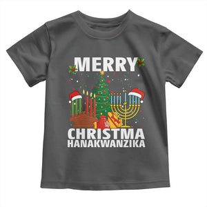 Merry Christmahanakwanzika Toddler T Shirt Christmas Hanukkah Kwanzaa Celebration Gift TS12 Dark Heather Print Your Wear