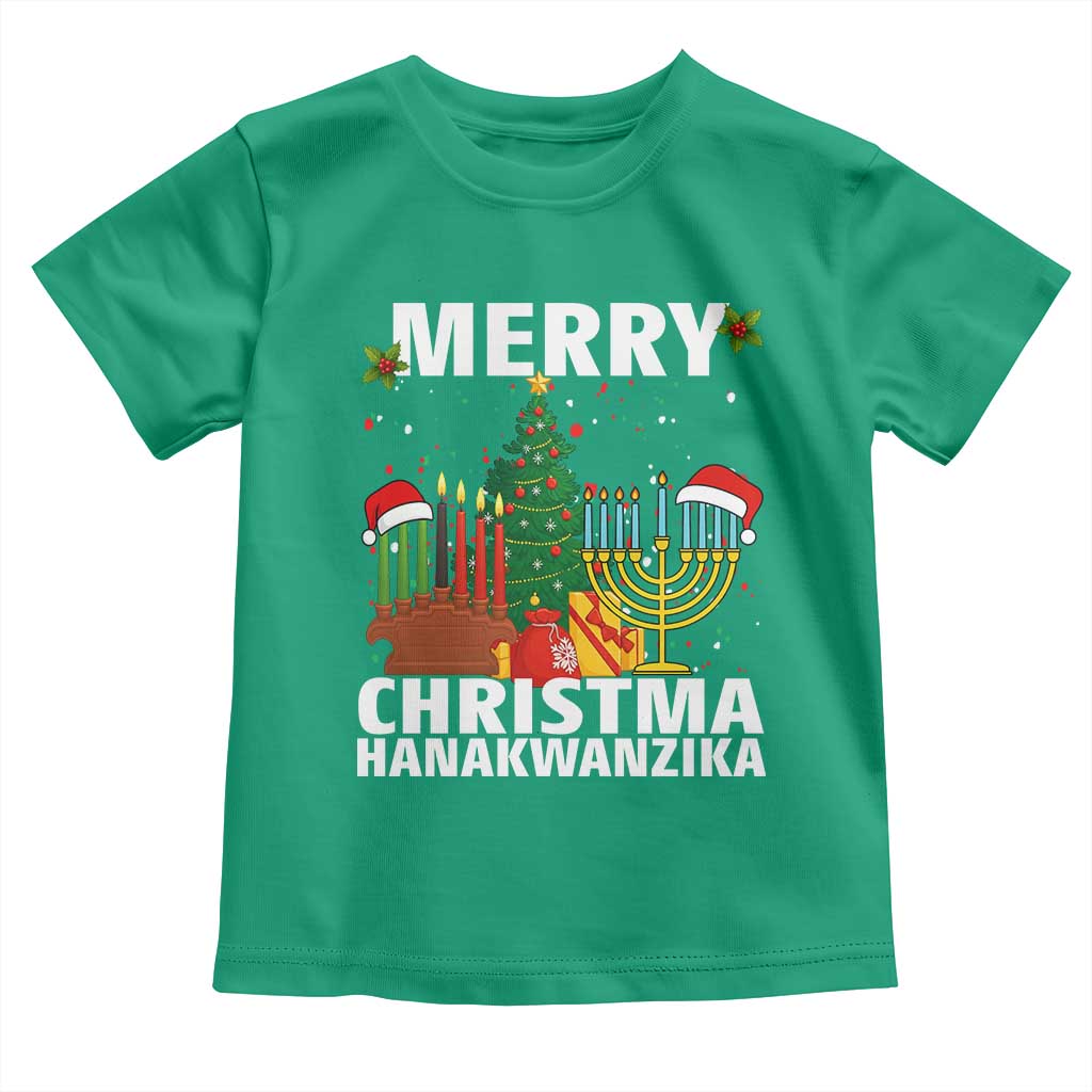 Merry Christmahanakwanzika Toddler T Shirt Christmas Hanukkah Kwanzaa Celebration Gift TS12 Irish Green Print Your Wear
