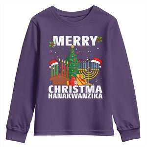 Merry Christmahanakwanzika Youth Sweatshirt Christmas Hanukkah Kwanzaa Celebration Gift TS12 Purple Print Your Wear