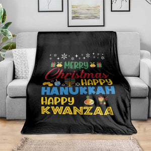Celebrate All Holidays Merry Christmas Hanukkah Kwanzaa Gift Throw Blanket TS12 Print Your Wear