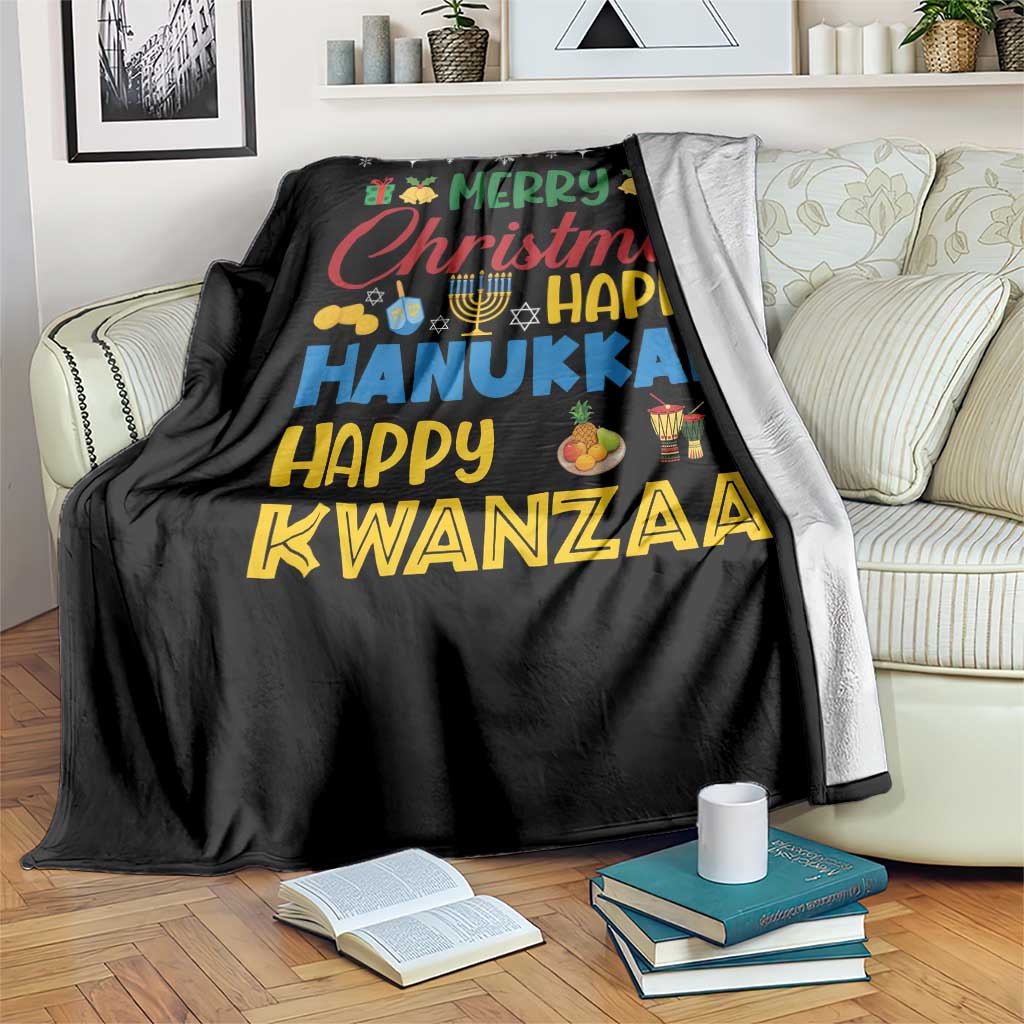 Celebrate All Holidays Merry Christmas Hanukkah Kwanzaa Gift Throw Blanket TS12 Print Your Wear