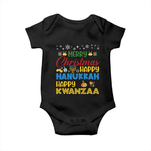 Celebrate All Holidays Merry Christmas Hanukkah Kwanzaa Gift Baby Onesie TS12 Black Print Your Wear