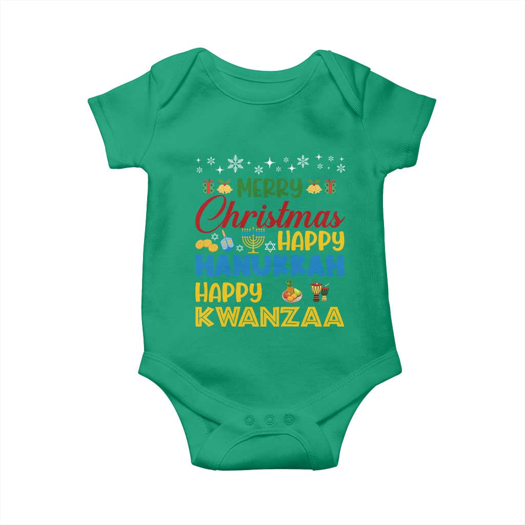 Celebrate All Holidays Merry Christmas Hanukkah Kwanzaa Gift Baby Onesie TS12 Irish Green Print Your Wear