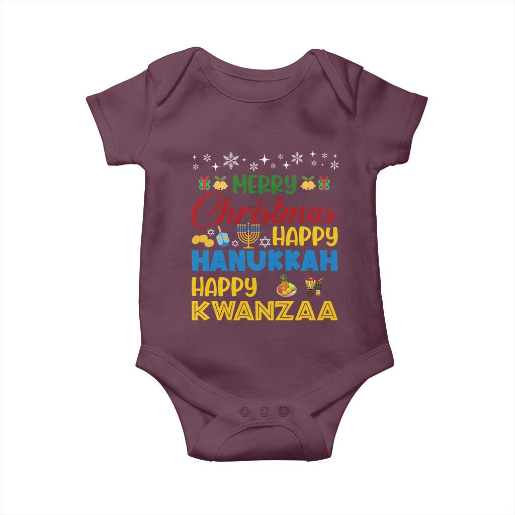 Celebrate All Holidays Merry Christmas Hanukkah Kwanzaa Gift Baby Onesie TS12 Maroon Print Your Wear