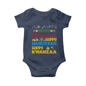 Celebrate All Holidays Merry Christmas Hanukkah Kwanzaa Gift Baby Onesie TS12 Navy Print Your Wear
