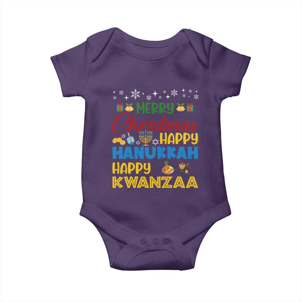 Celebrate All Holidays Merry Christmas Hanukkah Kwanzaa Gift Baby Onesie TS12 Purple Print Your Wear