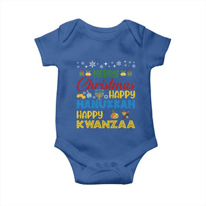 Celebrate All Holidays Merry Christmas Hanukkah Kwanzaa Gift Baby Onesie TS12 Royal Blue Print Your Wear