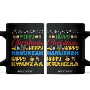 Celebrate All Holidays Merry Christmas Hanukkah Kwanzaa Gift Coffee Mug TS12 Black Print Your Wear