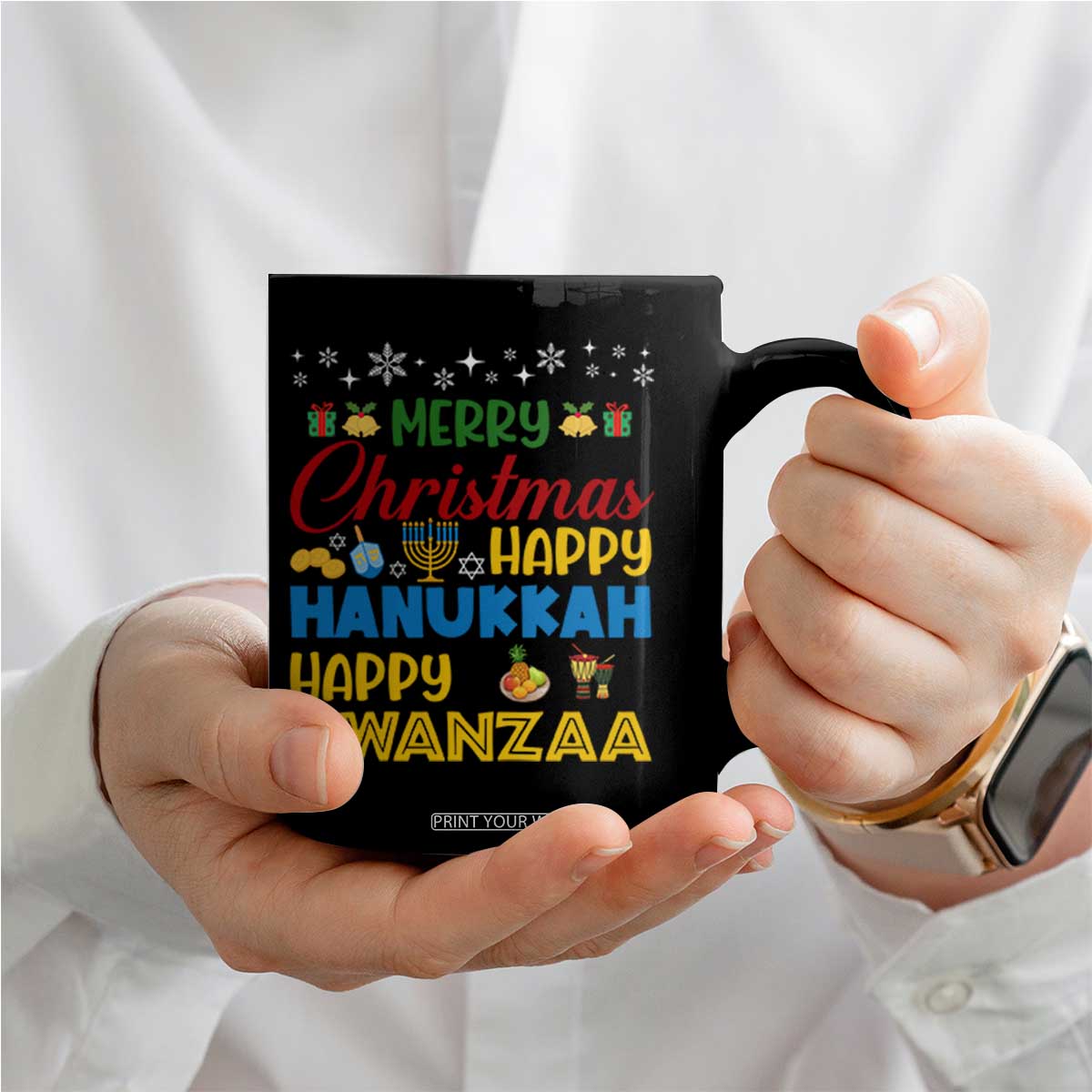 Celebrate All Holidays Merry Christmas Hanukkah Kwanzaa Gift Coffee Mug TS12 Print Your Wear