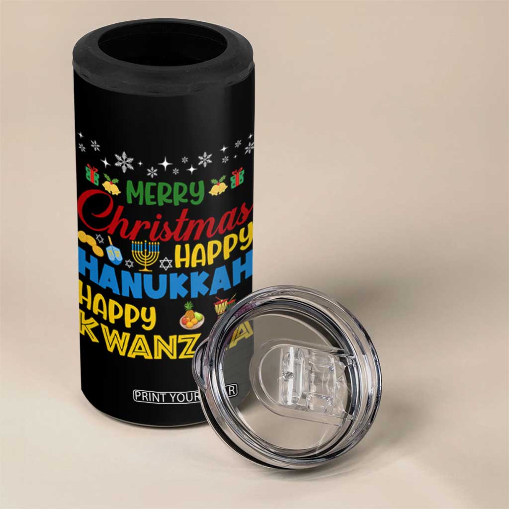Celebrate All Holidays Merry Christmas Hanukkah Kwanzaa Gift 4 in 1 Can Cooler Tumbler TS12 Print Your Wear