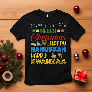 Celebrate All Holidays Merry Christmas Hanukkah Kwanzaa Gift T Shirt TS12 Black Print Your Wear