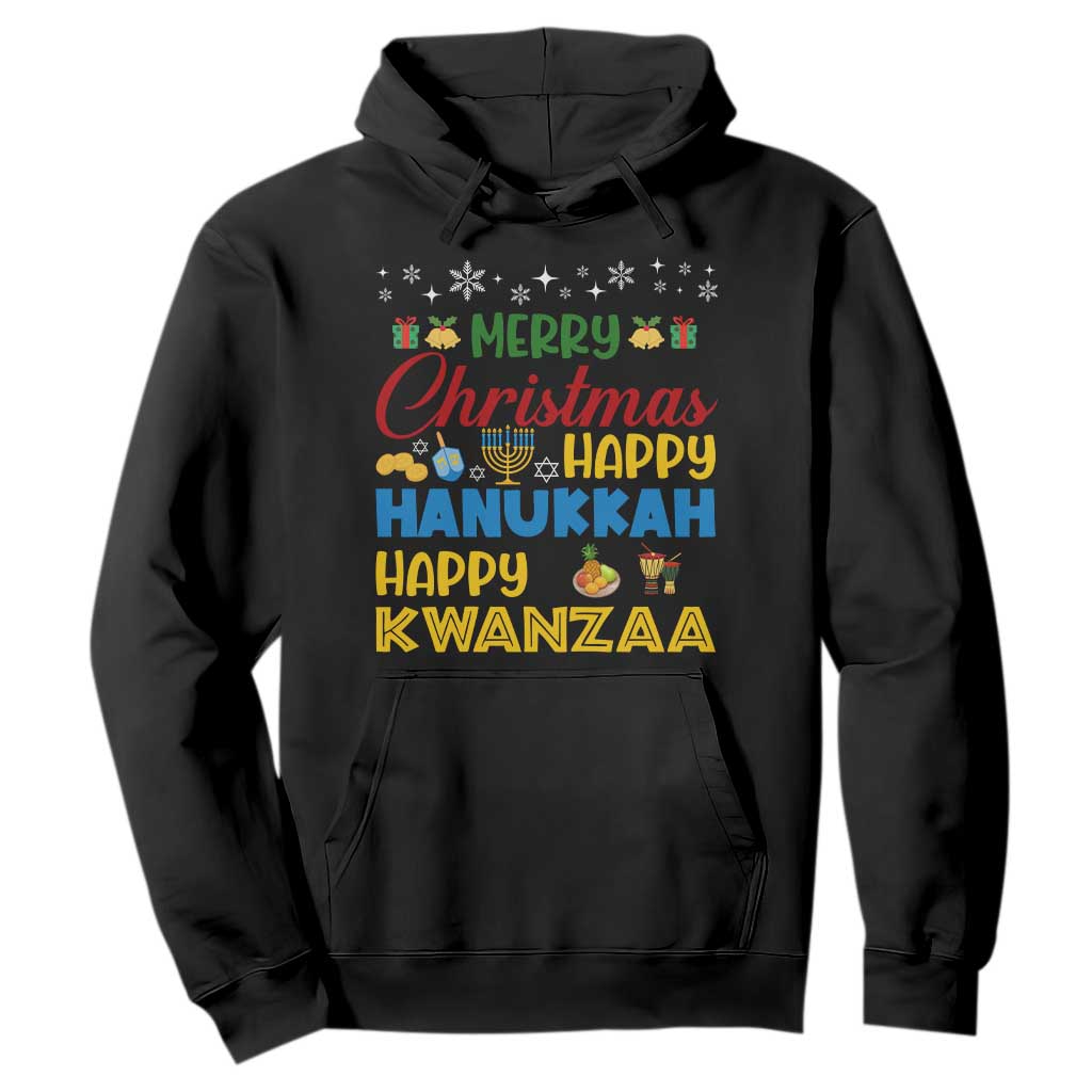 Celebrate All Holidays Merry Christmas Hanukkah Kwanzaa Gift Hoodie TS12 Black Print Your Wear