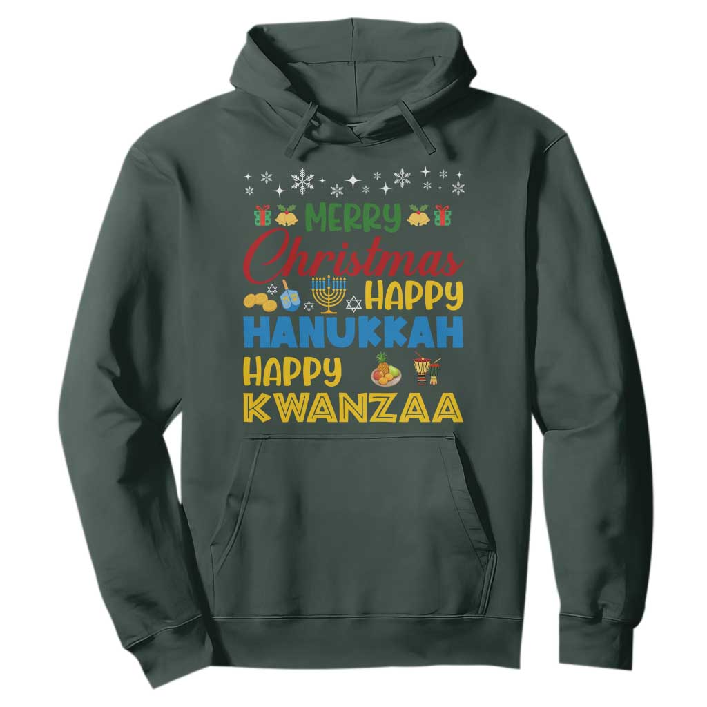 Celebrate All Holidays Merry Christmas Hanukkah Kwanzaa Gift Hoodie TS12 Dark Forest Green Print Your Wear