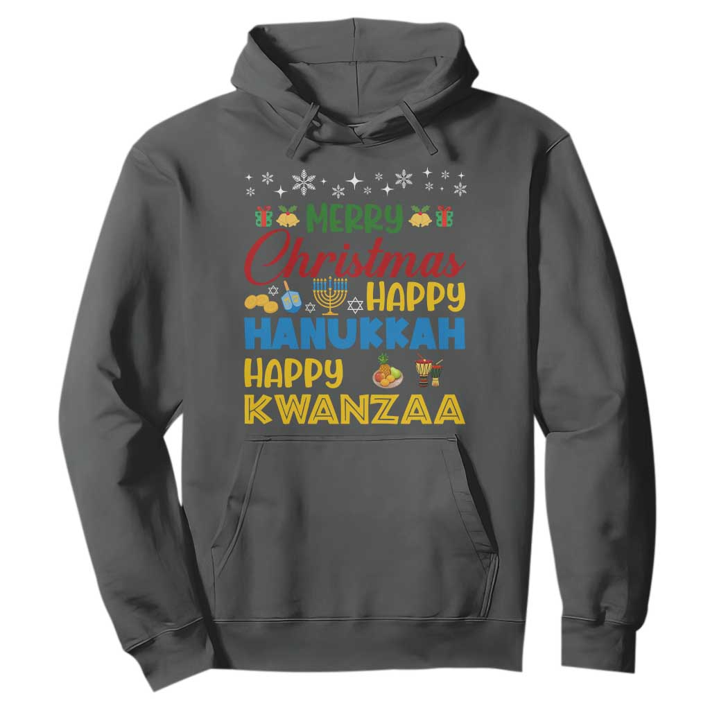 Celebrate All Holidays Merry Christmas Hanukkah Kwanzaa Gift Hoodie TS12 Dark Heather Print Your Wear