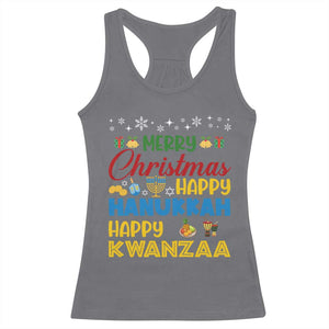 Celebrate All Holidays Merry Christmas Hanukkah Kwanzaa Gift Racerback Tank Top TS12 Charcoal Print Your Wear