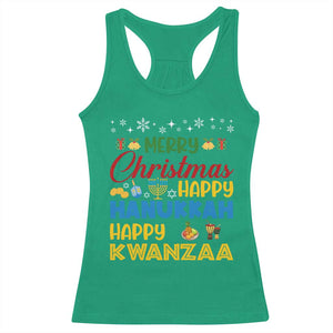 Celebrate All Holidays Merry Christmas Hanukkah Kwanzaa Gift Racerback Tank Top TS12 Irish Green Print Your Wear