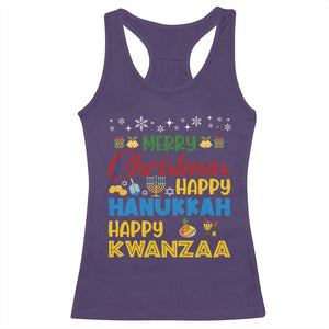 Celebrate All Holidays Merry Christmas Hanukkah Kwanzaa Gift Racerback Tank Top TS12 Purple Print Your Wear