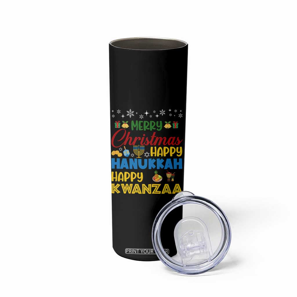 Celebrate All Holidays Merry Christmas Hanukkah Kwanzaa Gift Skinny Tumbler TS12 Print Your Wear