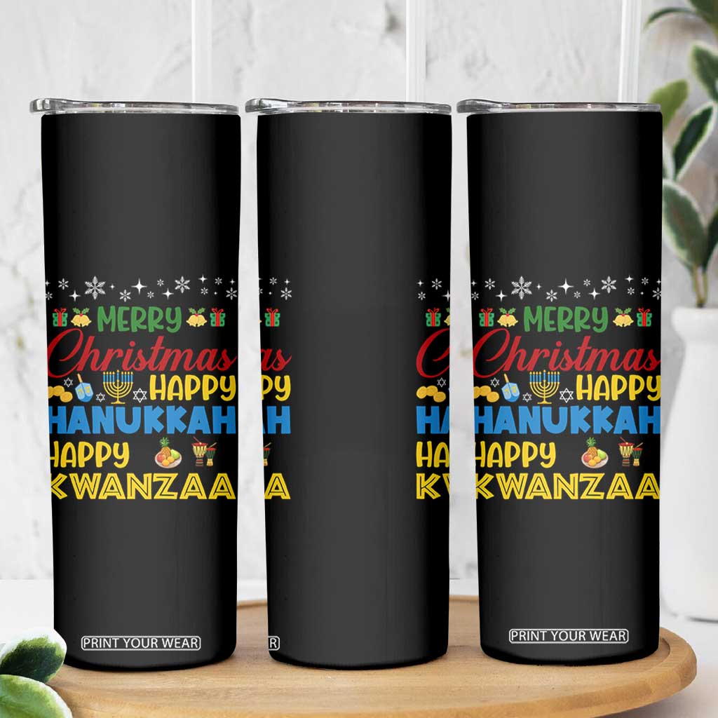 Celebrate All Holidays Merry Christmas Hanukkah Kwanzaa Gift Skinny Tumbler TS12 Print Your Wear