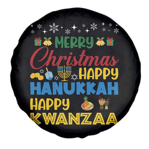 Celebrate All Holidays Merry Christmas Hanukkah Kwanzaa Gift Spare Tire Cover - Print Your Wear