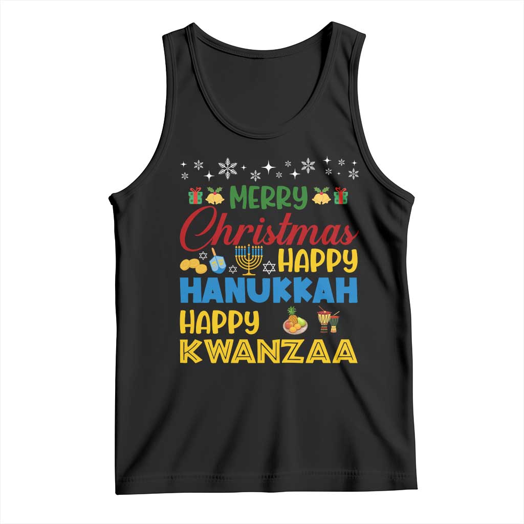 Celebrate All Holidays Merry Christmas Hanukkah Kwanzaa Gift Tank Top TS12 Black Print Your Wear