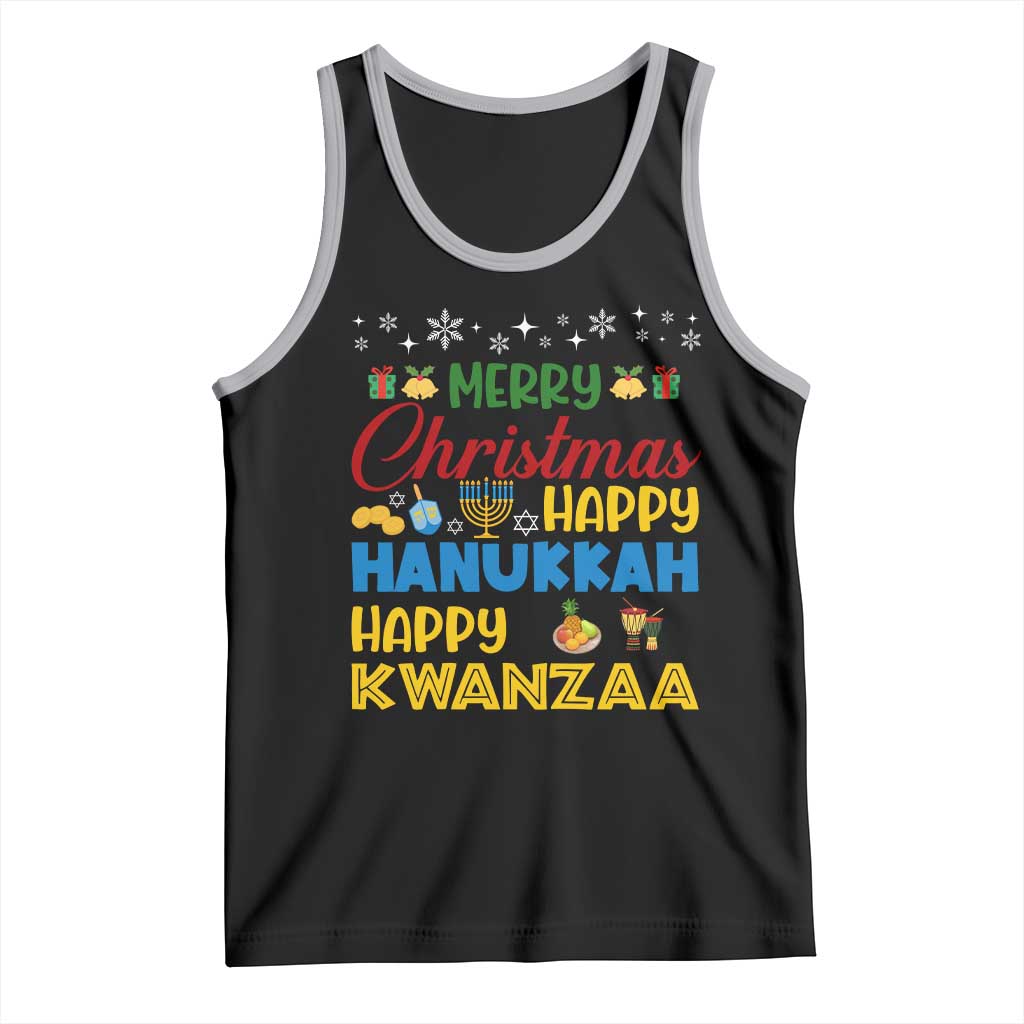 Celebrate All Holidays Merry Christmas Hanukkah Kwanzaa Gift Tank Top TS12 Black Athletic Heather Print Your Wear