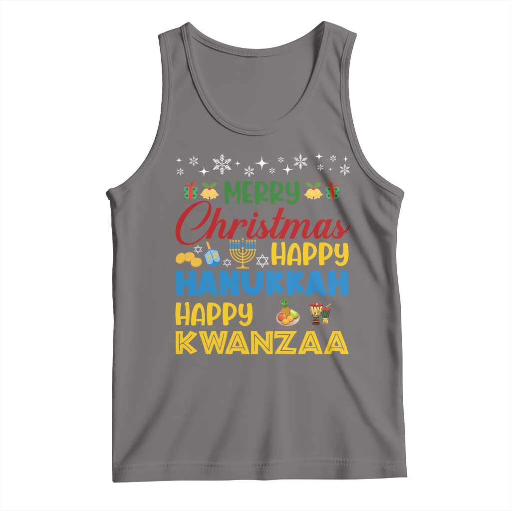 Celebrate All Holidays Merry Christmas Hanukkah Kwanzaa Gift Tank Top TS12 Deep Heather Print Your Wear