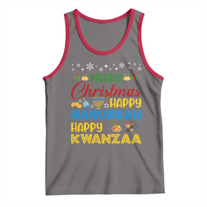 Celebrate All Holidays Merry Christmas Hanukkah Kwanzaa Gift Tank Top TS12 Deep Heather Red Print Your Wear